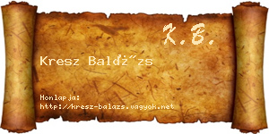 Kresz Balázs névjegykártya
